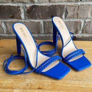 Miss Lola blue strappy heeled sandals women size 10